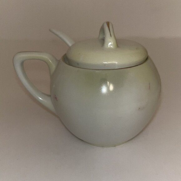 vintage rs prussia hand painted roses porcelain covered cream & sugar with spoon - Picture 10 of 16